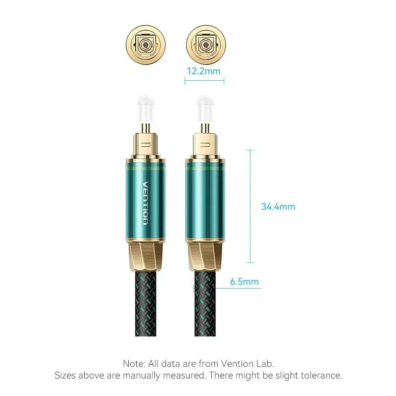 Vention Cotton Braided Optical Fiber Audio Cable 1/1.5/2/3/5/10M Green Copper Type - Image 12