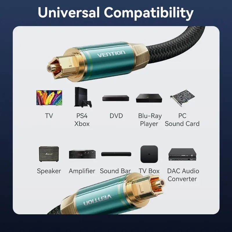 Vention Cotton Braided Optical Fiber Audio Cable 1/1.5/2/3/5/10M Green Copper Type - Image 9