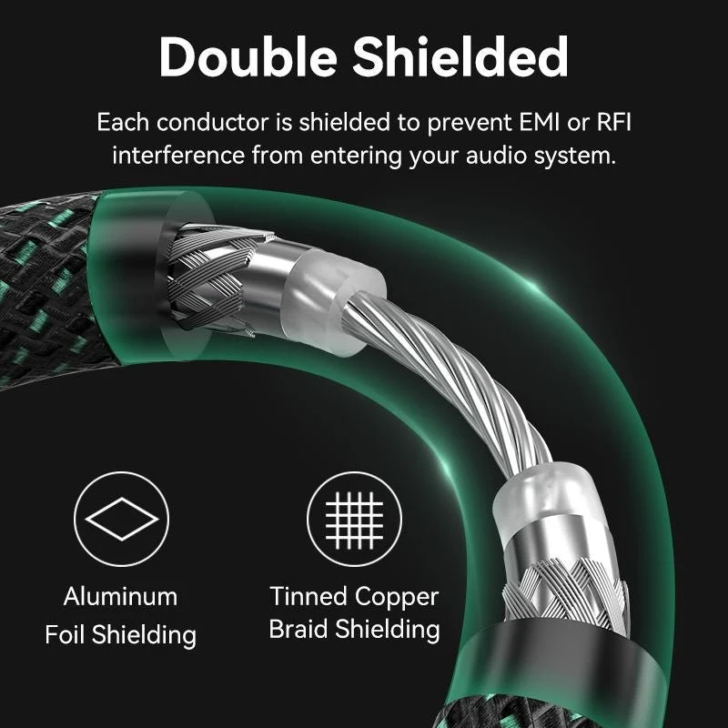 Vention Cotton Braided RCA Male to Male Coaxial Audio Cable 0.5/1/1.5/2/3/5/8/10M Green Copper Type - Image 7