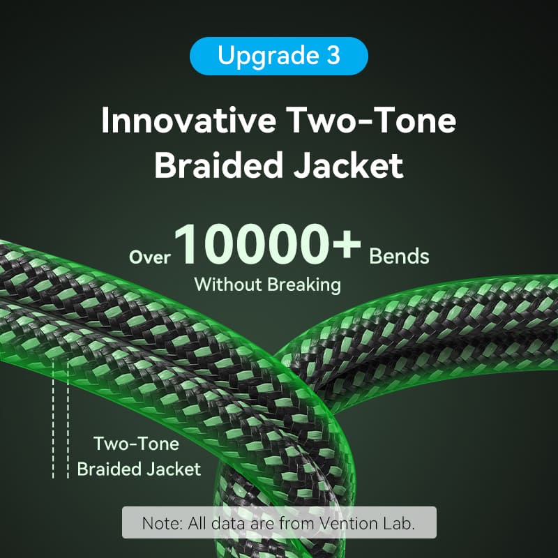 Vention Cotton Braided Ultra Thin HDMI™-A Male to Male HD Cable 8K  Green Aluminum Alloy Type - Image 12