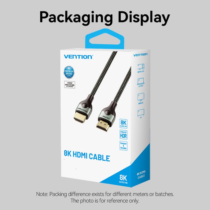 Vention Cotton Braided Ultra Thin HDMI™-A Male to Male HD Cable 8K  Green Aluminum Alloy Type - Image 18