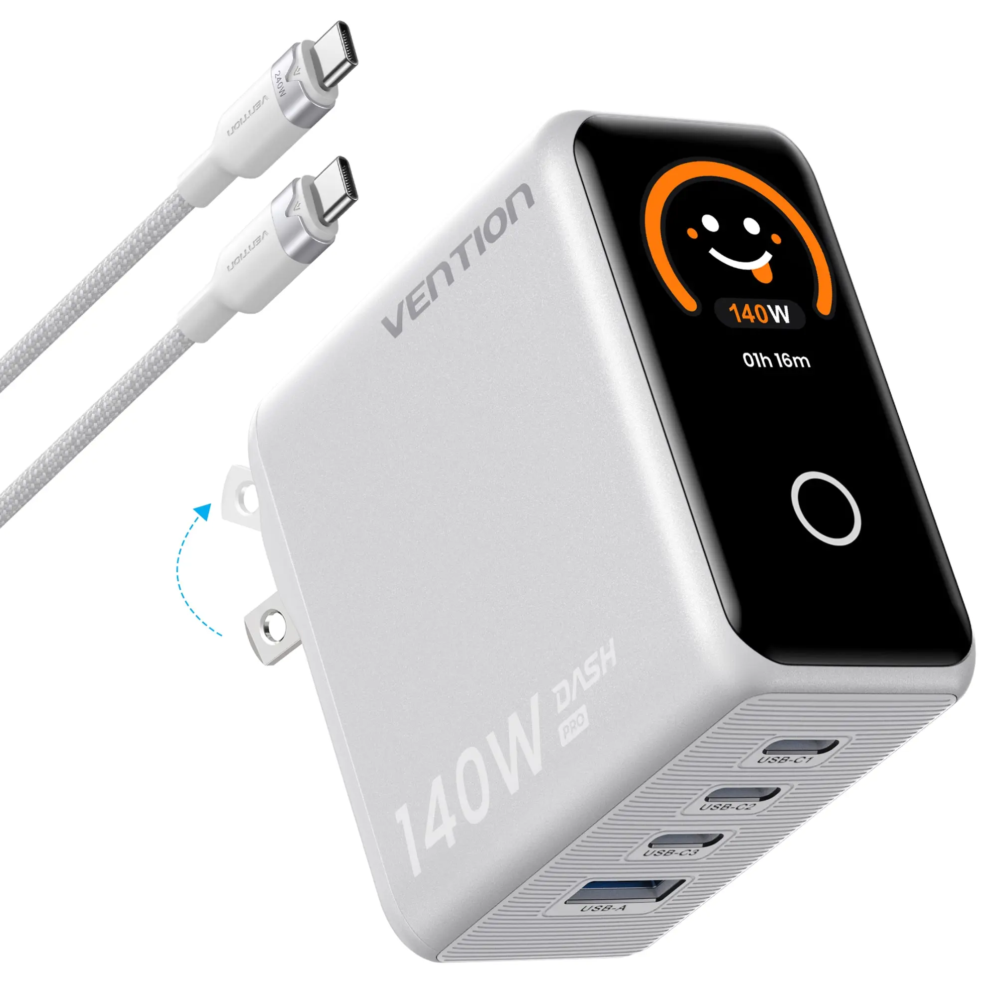 DASH PRO 140W 4-Port GaN5.0 Charger with Smart Display - Image 3