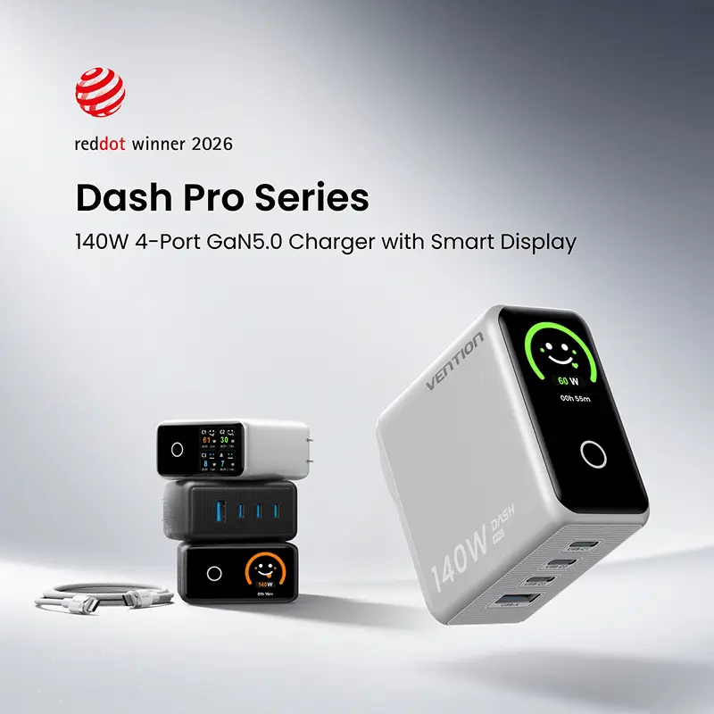 DASH PRO 140W 4-Port GaN5.0 Charger with Smart Display - Image 5