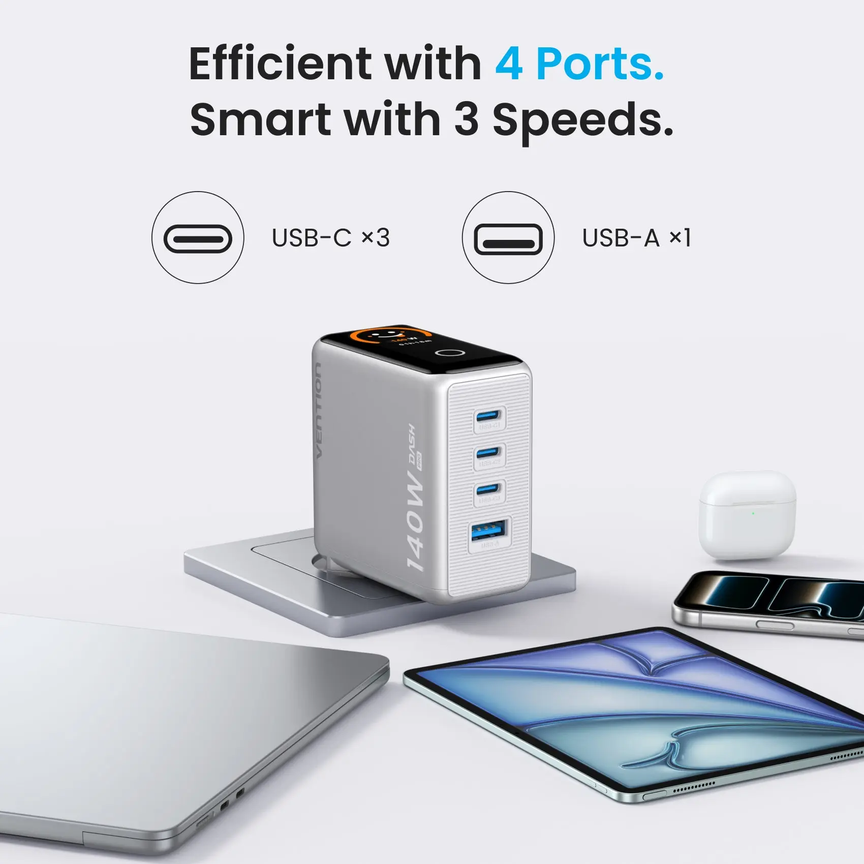 DASH PRO 140W 4-Port GaN5.0 Charger with Smart Display - Image 9