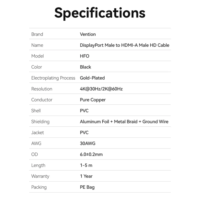 Vention DisplayPort to HDMI™ Cable - Image 11