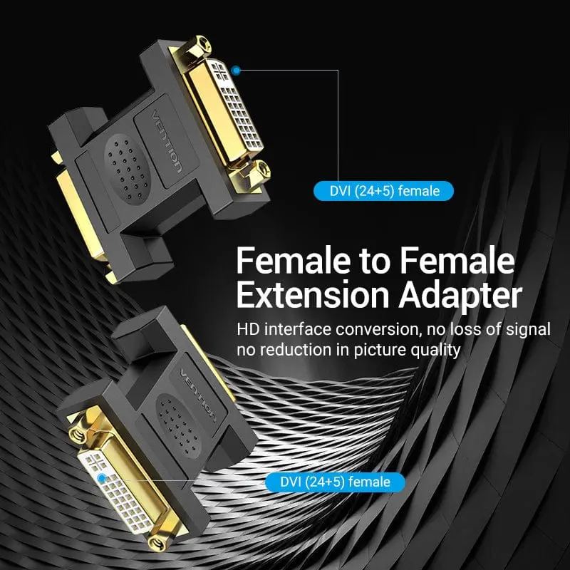 Vention DVI Female to Female Adapter （24+5） Black - Image 3