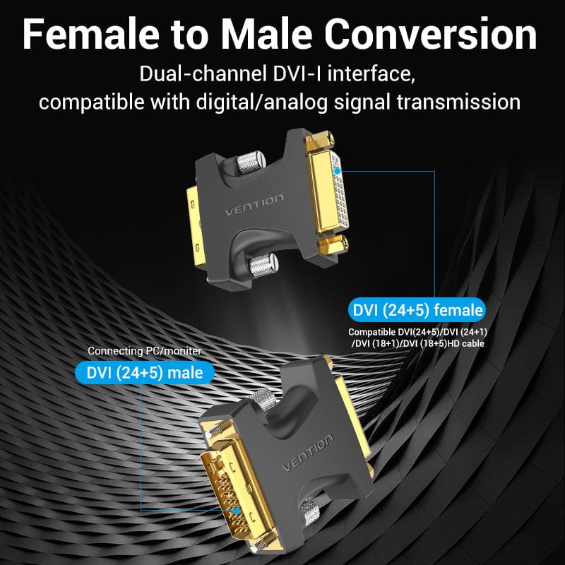 Vention DVI Male to Female Adapter Black - Image 4