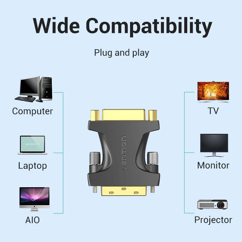 Vention DVI Male to Female Adapter Black - Image 7