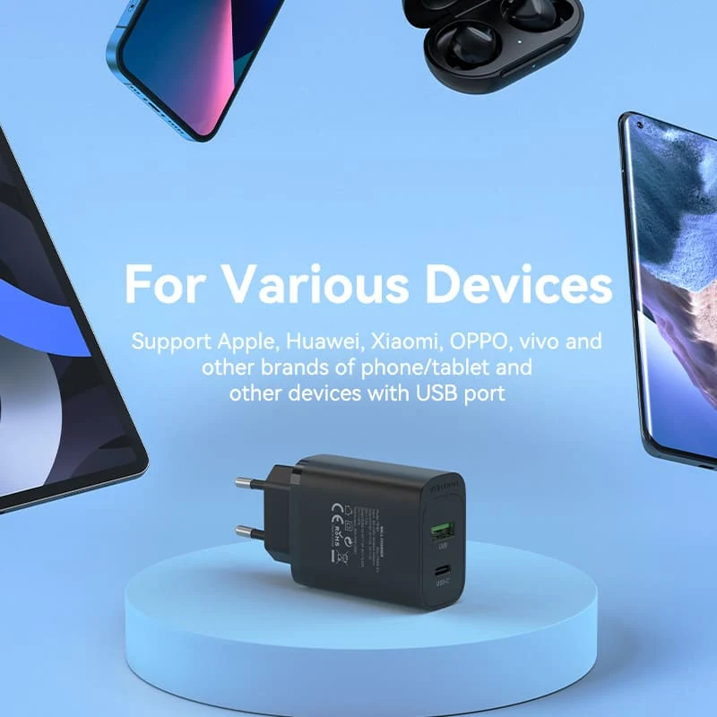 Vention 2-port USB(A+C) Wall Charger (18W+20W) EU-Plug Black - Image 9