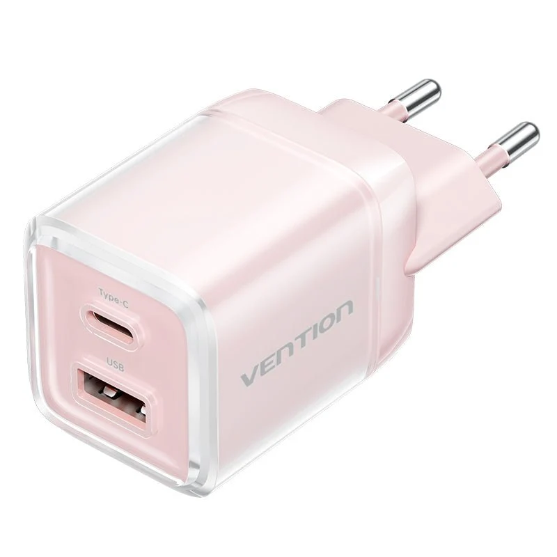 Vention 2-Port USB (C + A) GaN Charger (30W/30W) EU-Plug