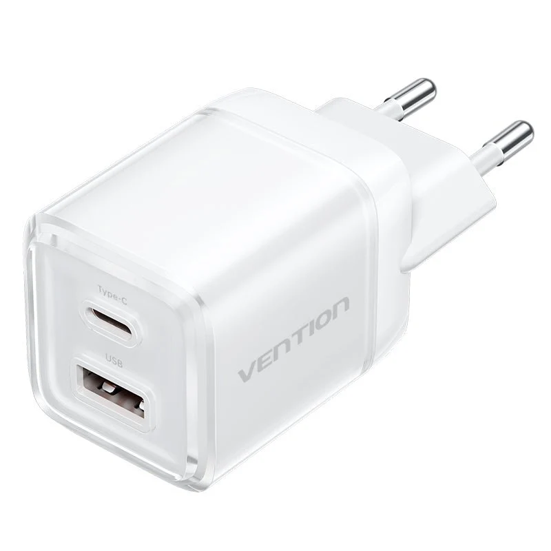 Vention 2-Port USB (C + A) GaN Charger (30W/30W) EU-Plug - Image 3