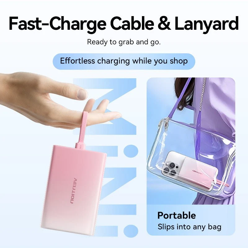 Vention 10000mAh Power Bank (USB-C + Lightning + USB-A) 22.5W LED Display Type - Image 11