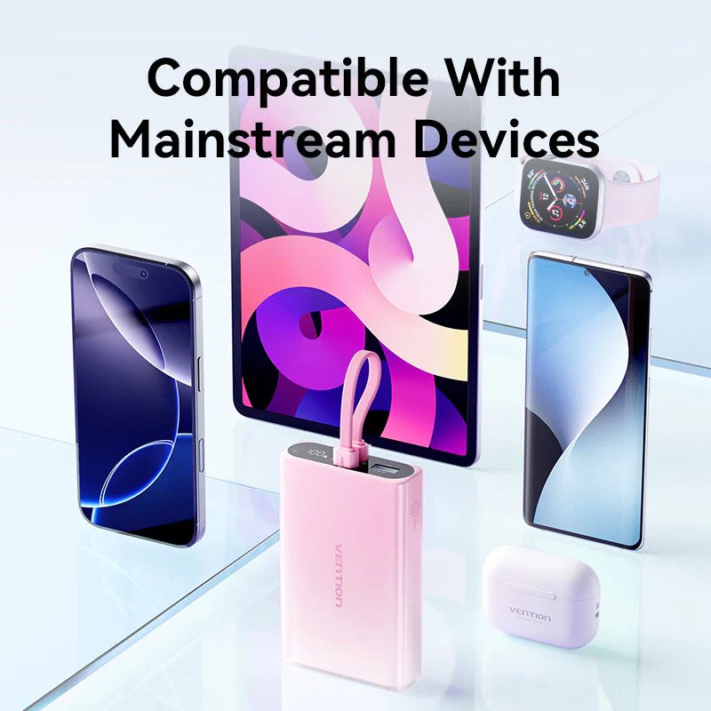 Vention 10000mAh Power Bank (USB-C + Lightning + USB-A) 22.5W LED Display Type - Image 18