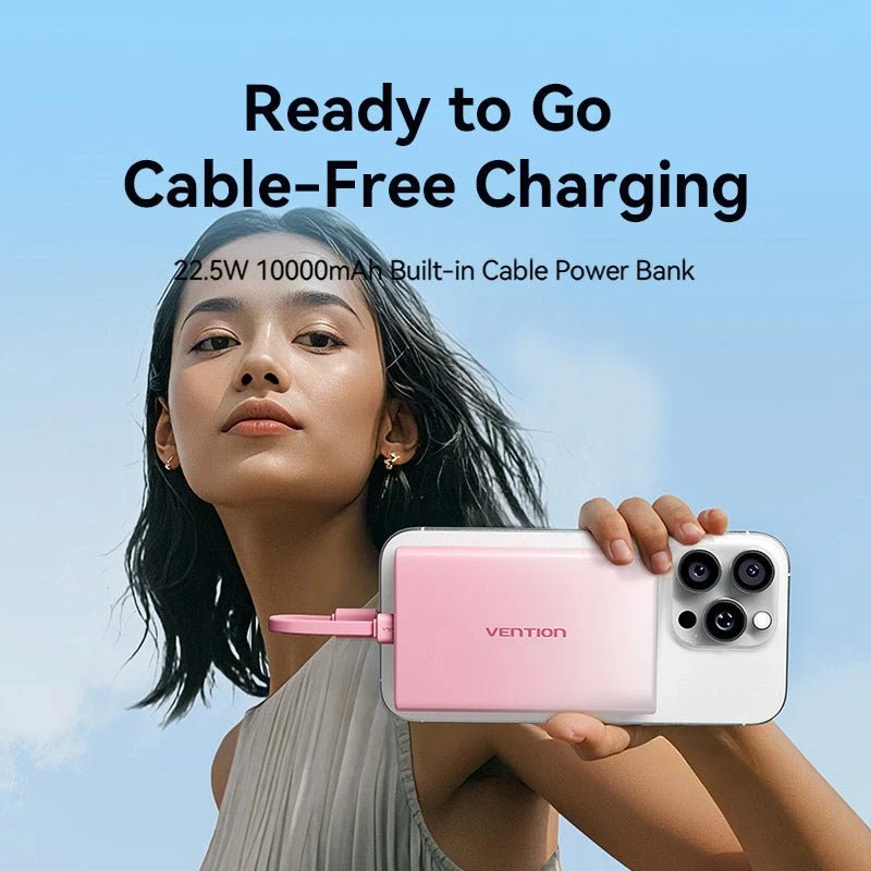 Vention 10000mAh Power Bank (USB-C + Lightning + USB-A) 22.5W LED Display Type - Image 6
