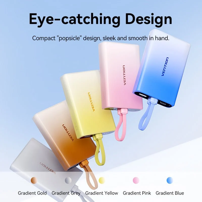 Vention 10000mAh Power Bank (USB-C + Lightning + USB-A) 22.5W LED Display Type - Image 8