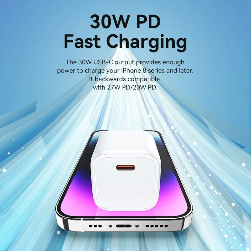 Vention 1-Port USB-C GaN Charger 30W EU-Plug - Image 10
