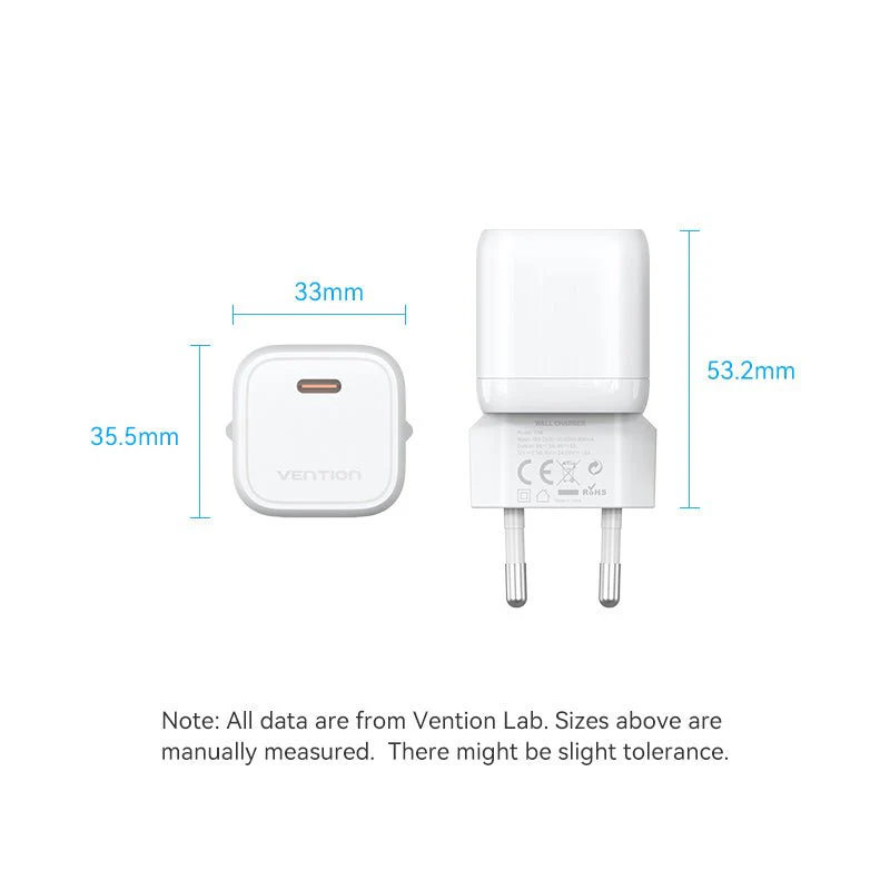 Vention 1-Port USB-C GaN Charger 30W EU-Plug - Image 18