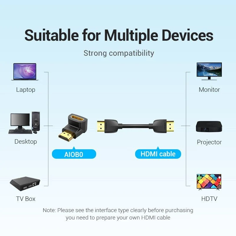 Vention HDMI™ 90 Degree Male to Female Adapter Black - Image 7