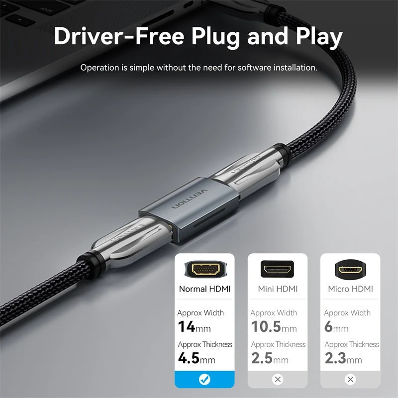 Vention HDMI™ Female to Female Repeater Gray Aluminum Alloy Type - Image 9