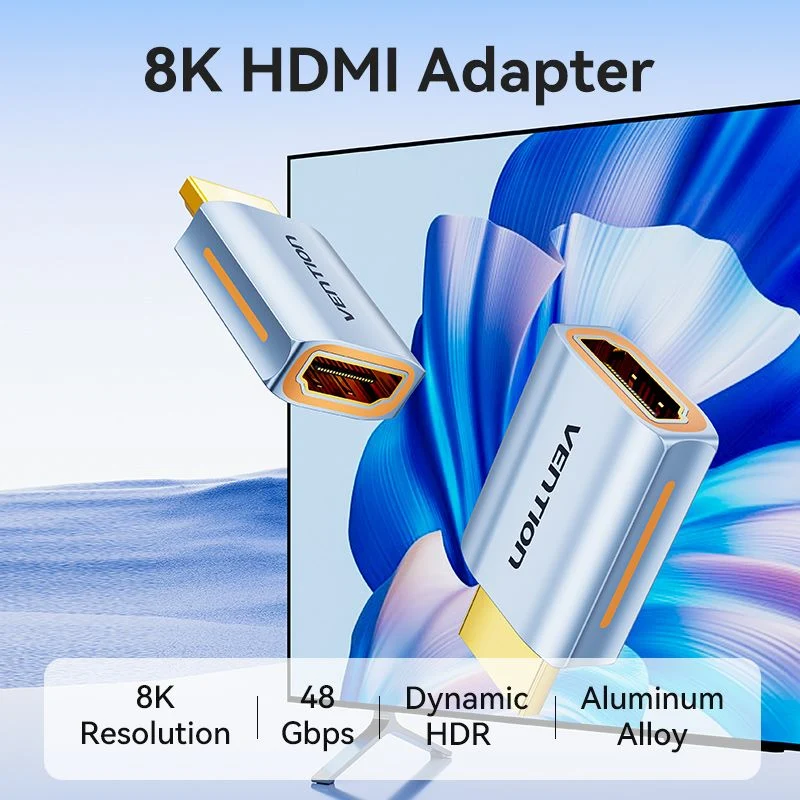 Vention HDMI™ Male to Female 8K Adapter Gray Aluminum Alloy Type - Image 2