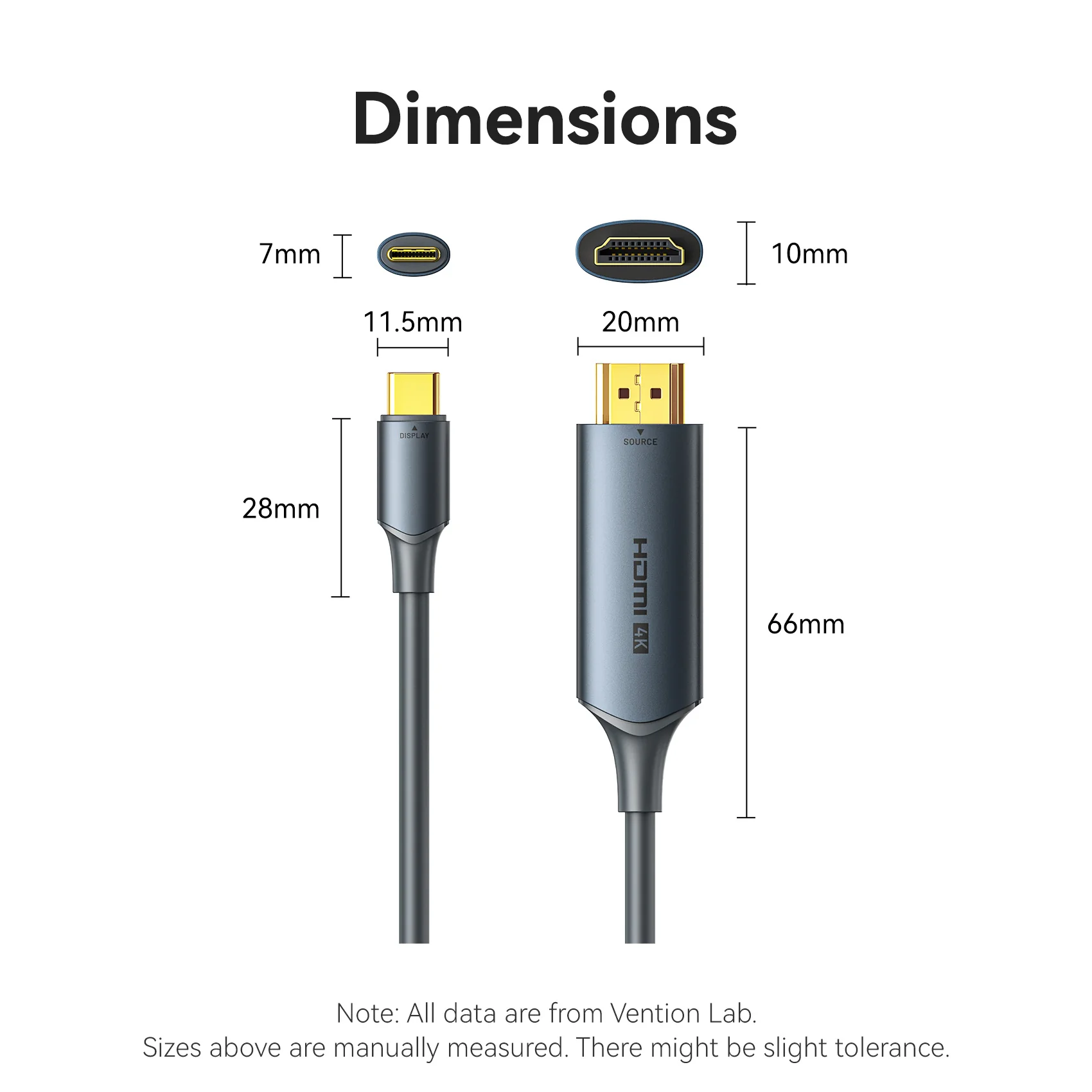 Vention HDMI  Male to USB-C Male 4K HD Cable with Power Supply  Gray Metal Type - Image 13