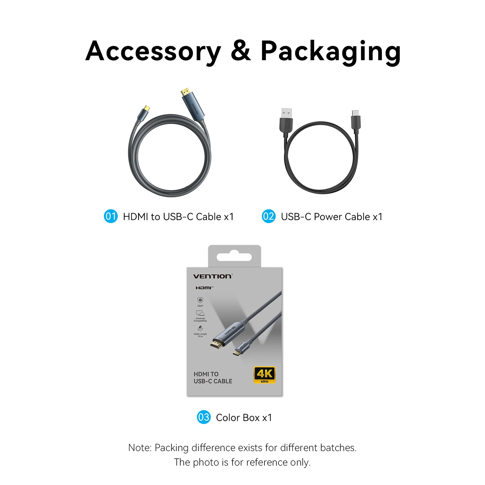 Vention HDMI  Male to USB-C Male 4K HD Cable with Power Supply  Gray Metal Type - Image 14