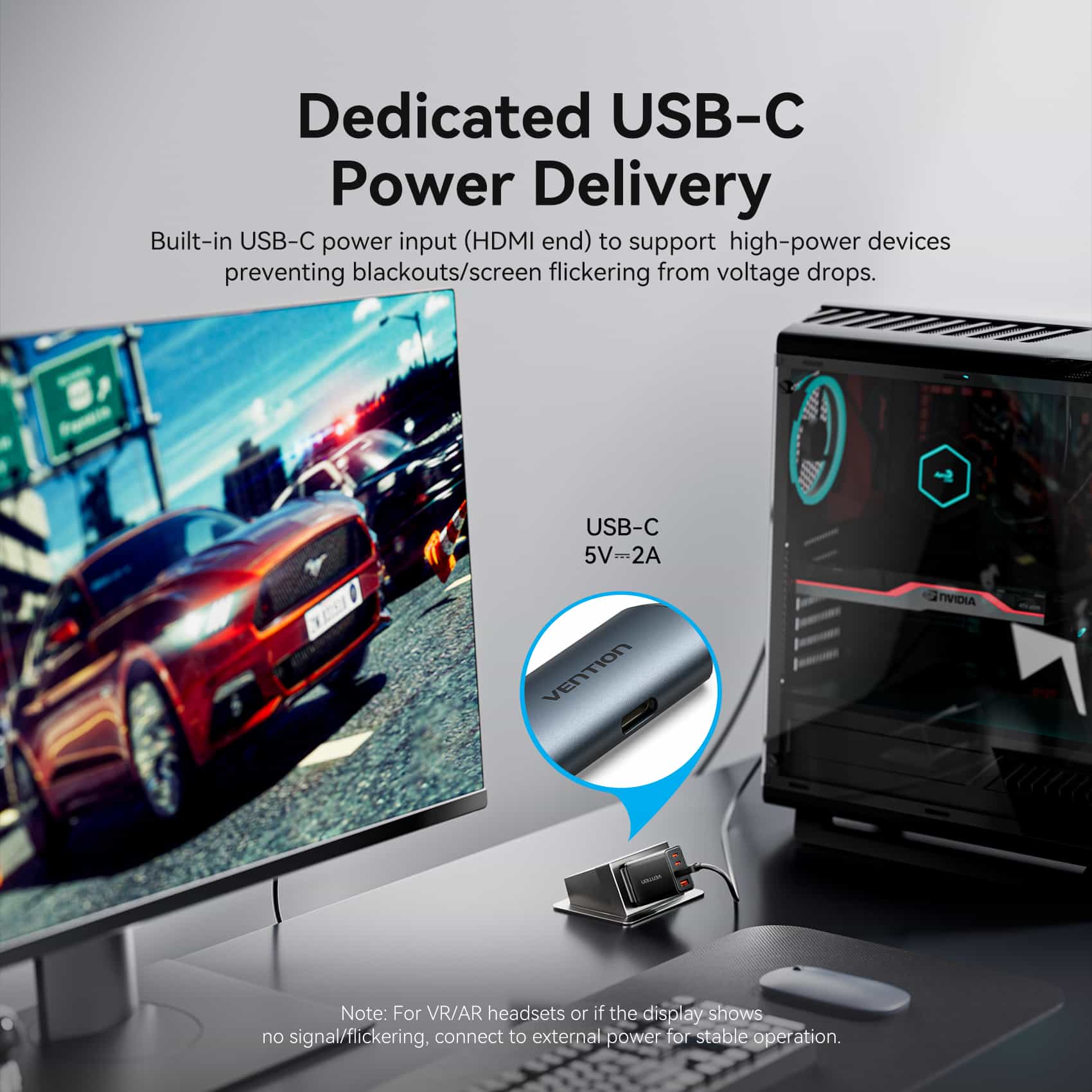 Vention HDMI  Male to USB-C Male 4K HD Cable with Power Supply  Gray Metal Type - Image 8