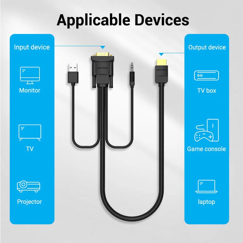 HDMI to VGA Cable HDMI™ Male to VGA Male Cable Audio Video Converter 1080P for PC TV Box Projector VGA to HDMI Cord - Image 6