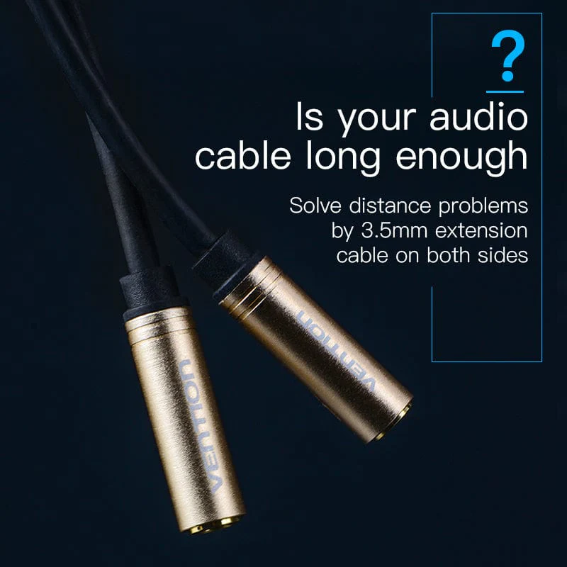 Vention Jack 3.5mm Female to Female Stereo Audio Cable Gold Plated Aux Extension Cable for Headphone Laptop Phone PS3 Aux Cable - Image 4