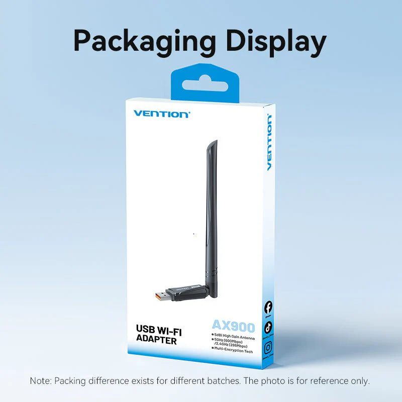 Vention AX900 USB Wi-Fi Dual Band Adapter With High Gain Antenna Black - Image 16
