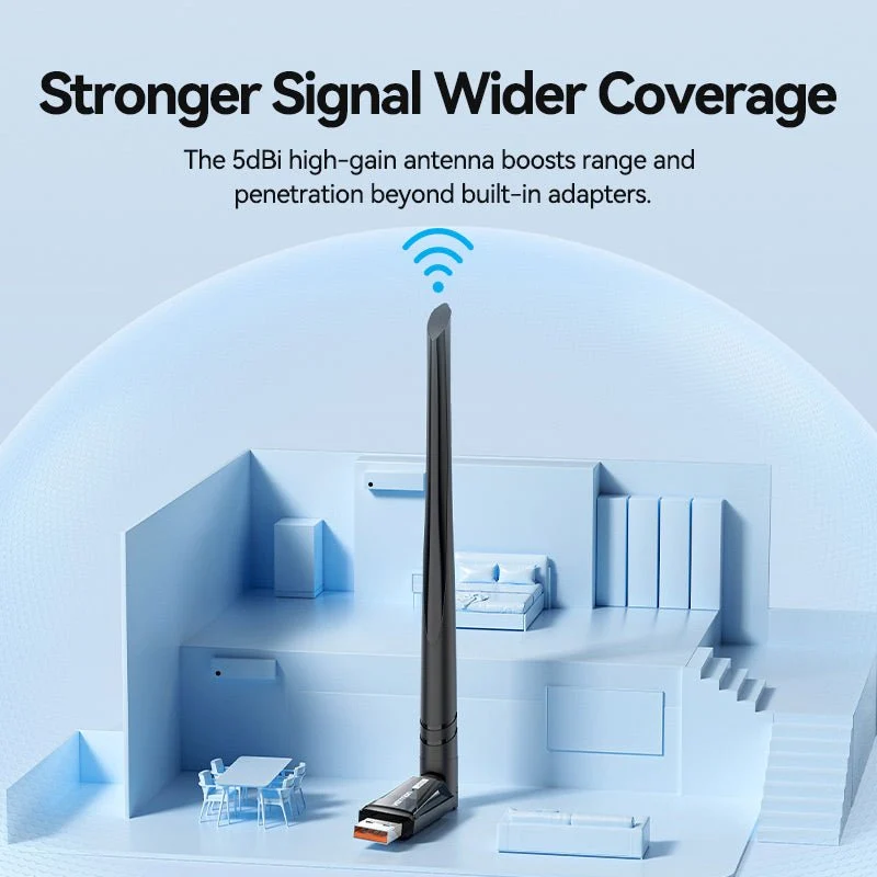 Vention AX900 USB Wi-Fi Dual Band Adapter With High Gain Antenna Black - Image 6