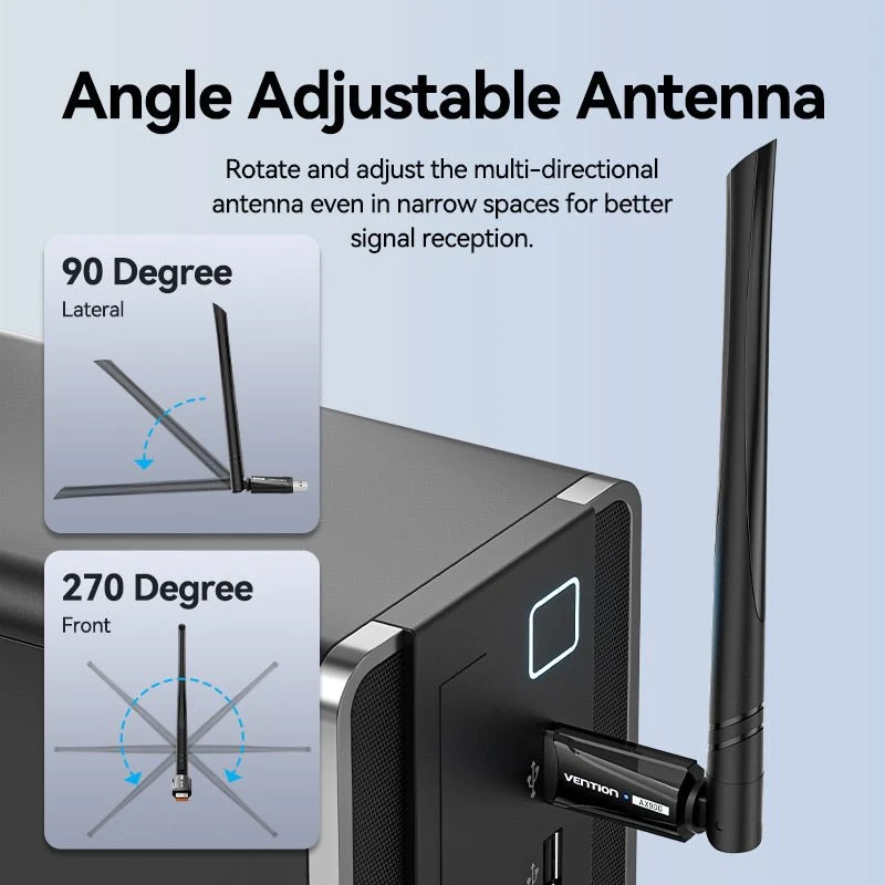 Vention AX900 USB Wi-Fi Dual Band Adapter With High Gain Antenna Black - Image 7