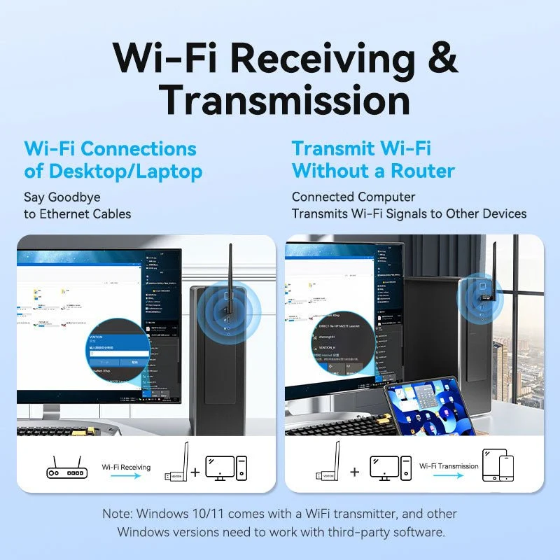 Vention AX900 USB Wi-Fi Dual Band Adapter With High Gain Antenna Black - Image 8