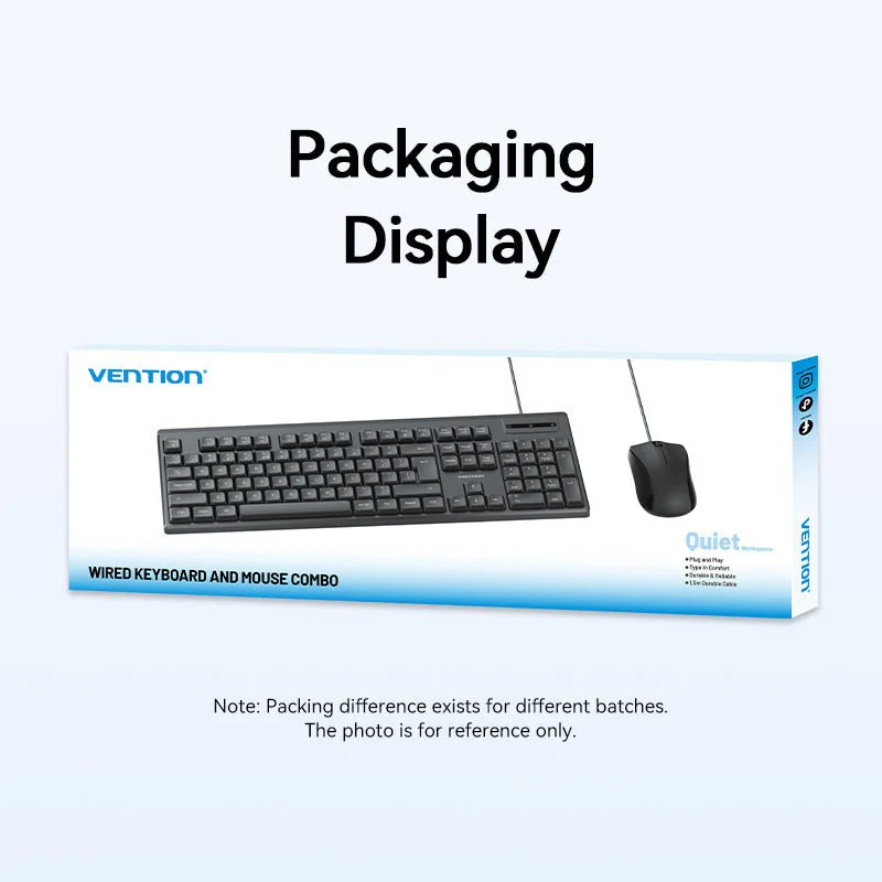 Vention USB Wired Full-Sized Silent Keyboard and Mouse Combo Black Slim Type - Image 17