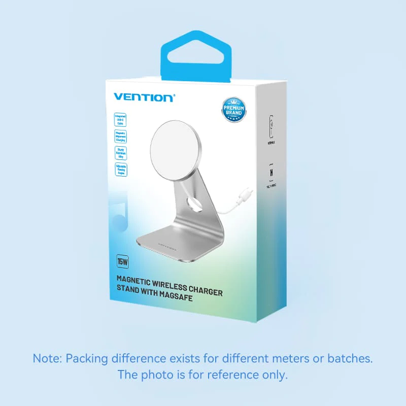 Vention 15W Magnetic Wireless Charger Stand with MagSafe 1M Silver - Image 15