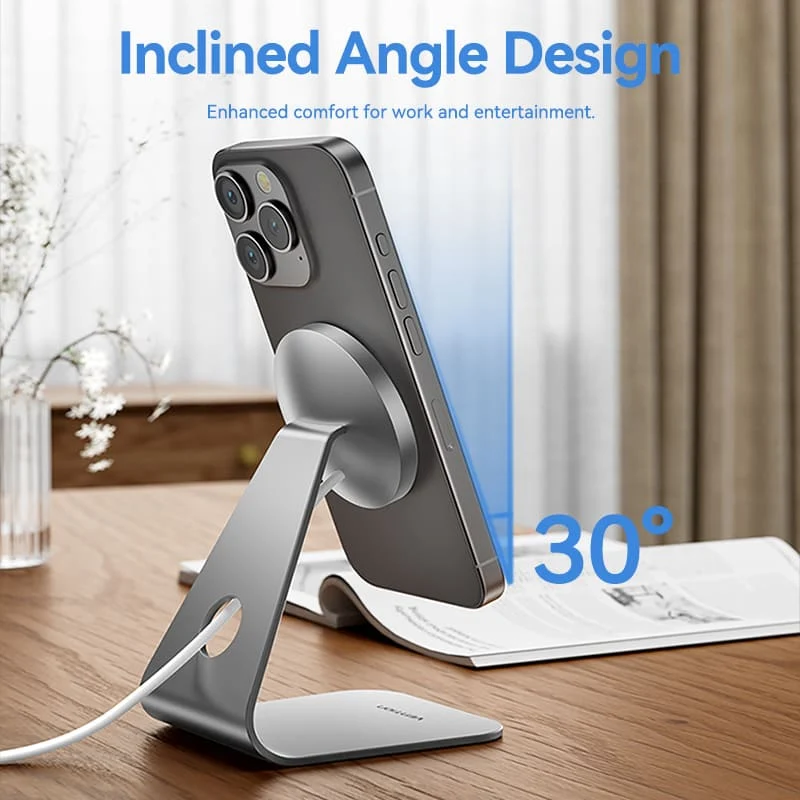 Vention 15W Magnetic Wireless Charger Stand with MagSafe 1M Silver - Image 7