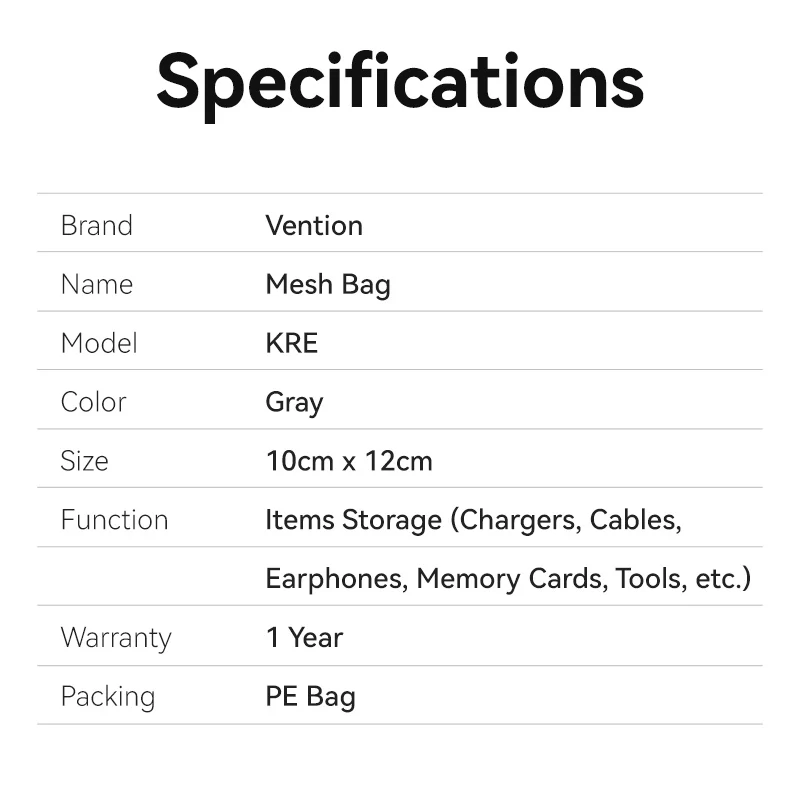 Vention Mesh Bag Gray (10cm x 12cm) - Image 7