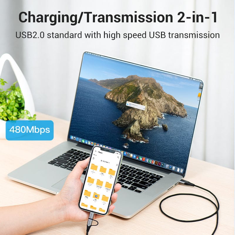 Vention USB 2.0 A Male to 2-in-1 Micro-B&Lightning Male Cable  Aluminum Alloy Type - Image 2