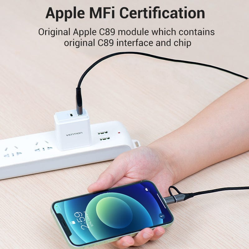 Vention USB 2.0 A Male to 2-in-1 Micro-B&Lightning Male Cable  Aluminum Alloy Type - Image 4