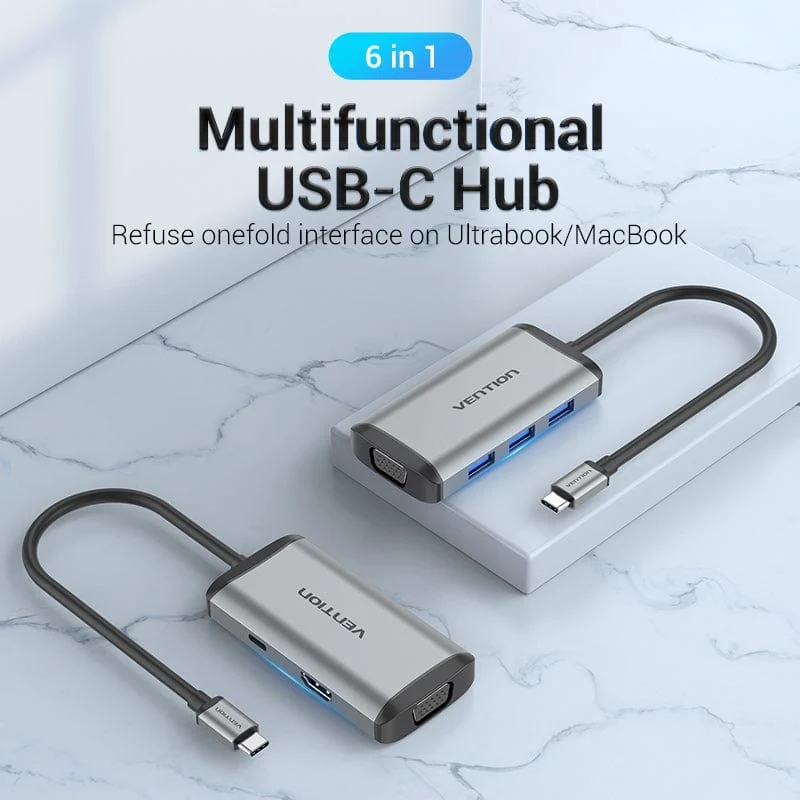 Vention 6-in-1 USB-C Docking Station - Image 2