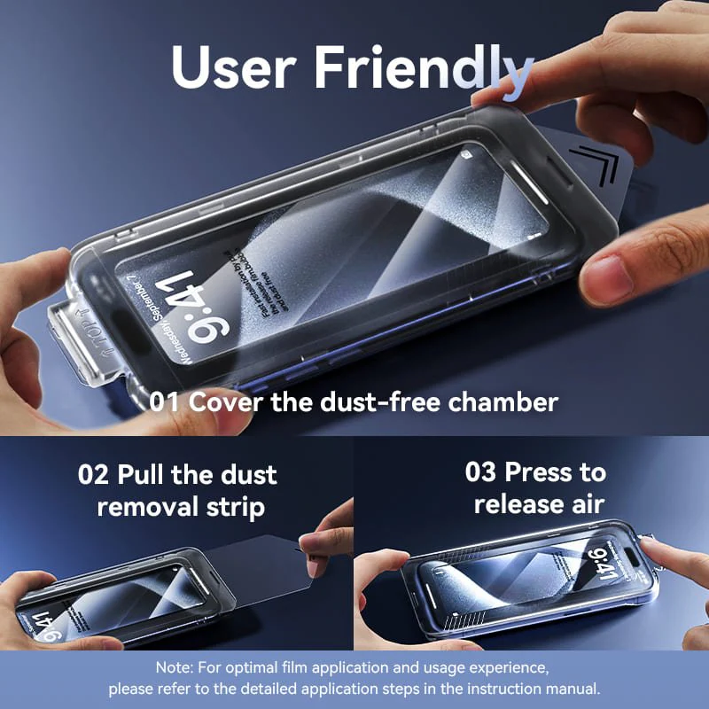 Vention HD Tempered Glass Screen Protector for iPhone 15 with Dust-Free Installation Tool - Image 11