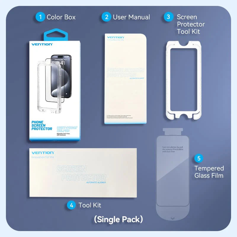 Vention HD Tempered Glass Screen Protector for iPhone 15 with Dust-Free Installation Tool - Image 16