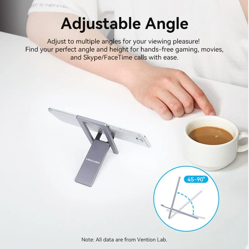 Vention Portable Phone Stand for Desk Black Aluminium Alloy Type - Image 3