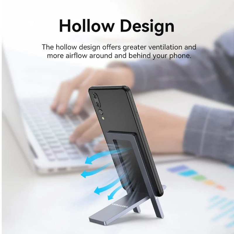 Vention Portable Phone Stand for Desk Black Aluminium Alloy Type - Image 7
