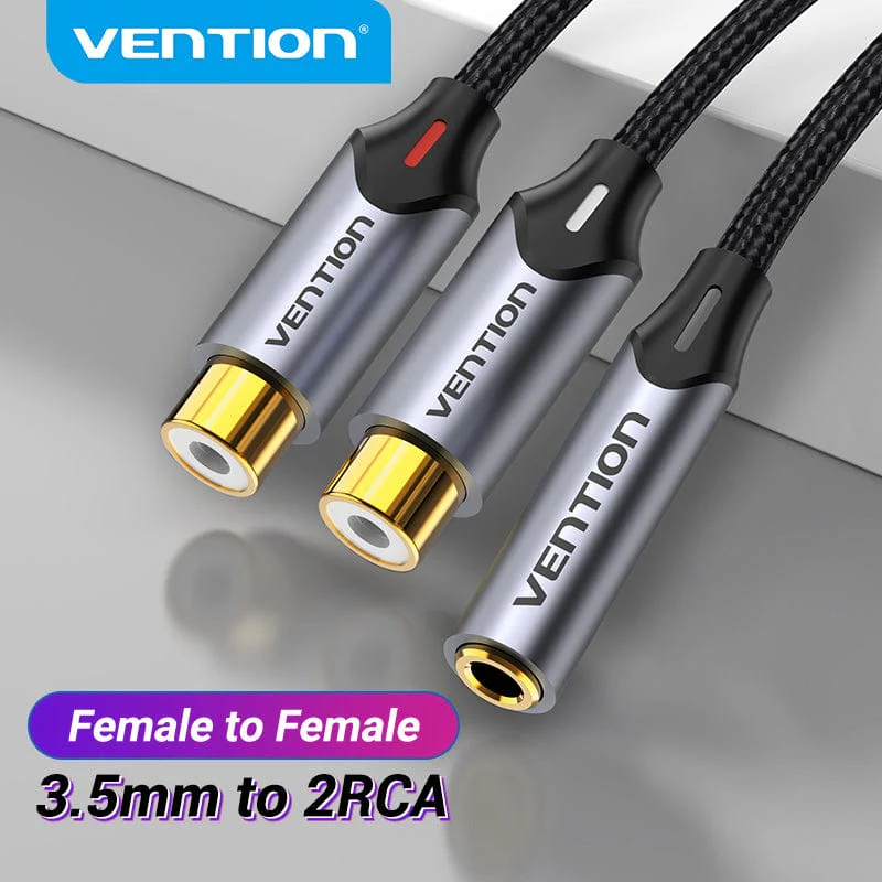 Vention RCA Cable 3.5 Jack to 2 RCA Splitter Female to Female Jack 3.5 mm RCA Connecter for Amplifiers Speaker Tablet AUX Cable - Image 3
