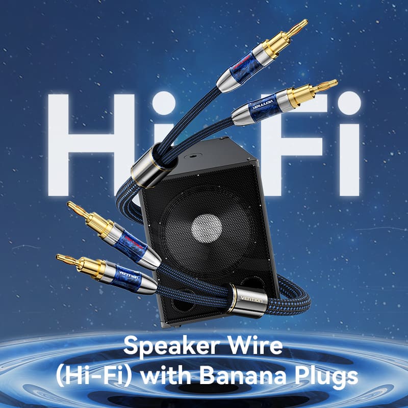 Vention Speaker Wire (Hi-Fi) with Dual Banana Plugs - Image 2