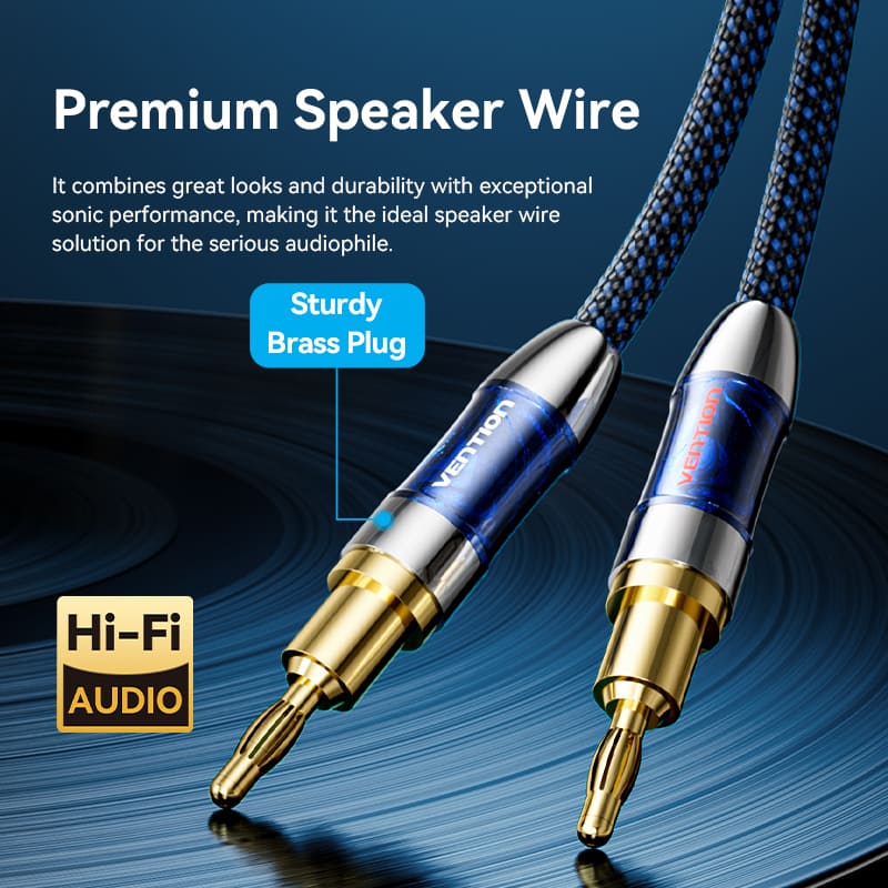 Vention Speaker Wire (Hi-Fi) with Dual Banana Plugs - Image 3