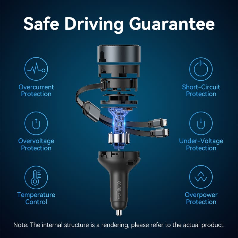 Vention Car Charger with Built-In Cable - Image 9