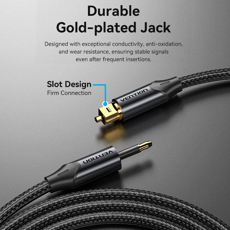 Vention Toslink to Mini Toslink Optical Audio Cable 0.5/1/1.5/2/3/5/10M Black Aluminum Alloy Type - Image 8
