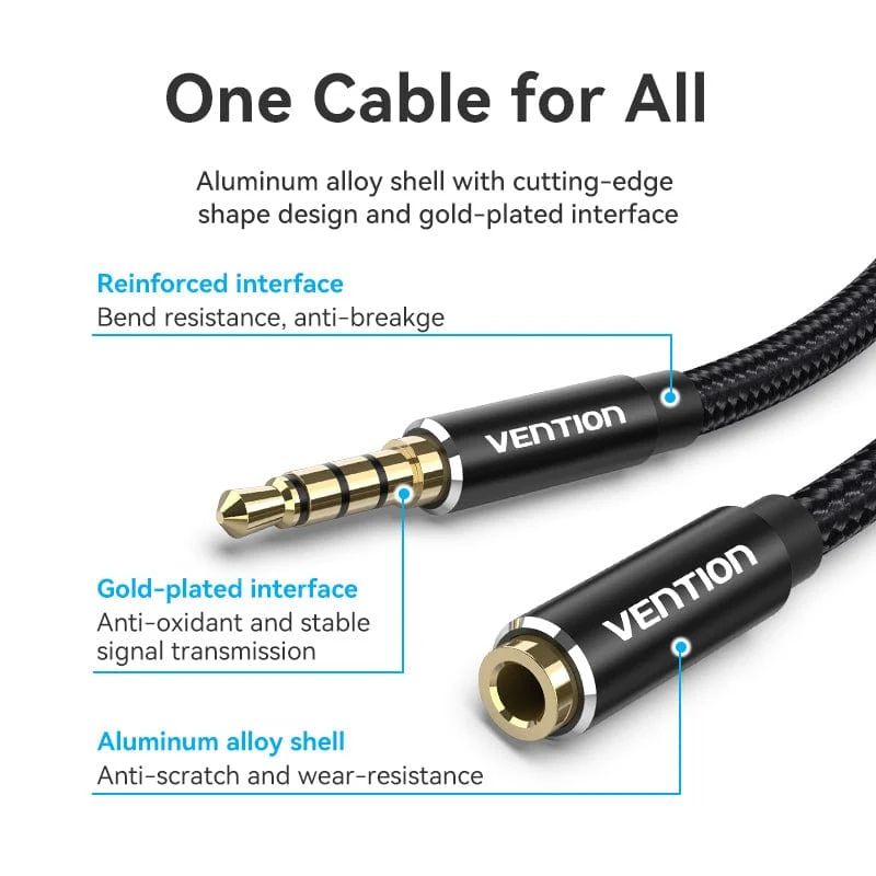 Vention TRRS 3.5mm Male to 3.5mm Female Audio Extension Cable - Image 5